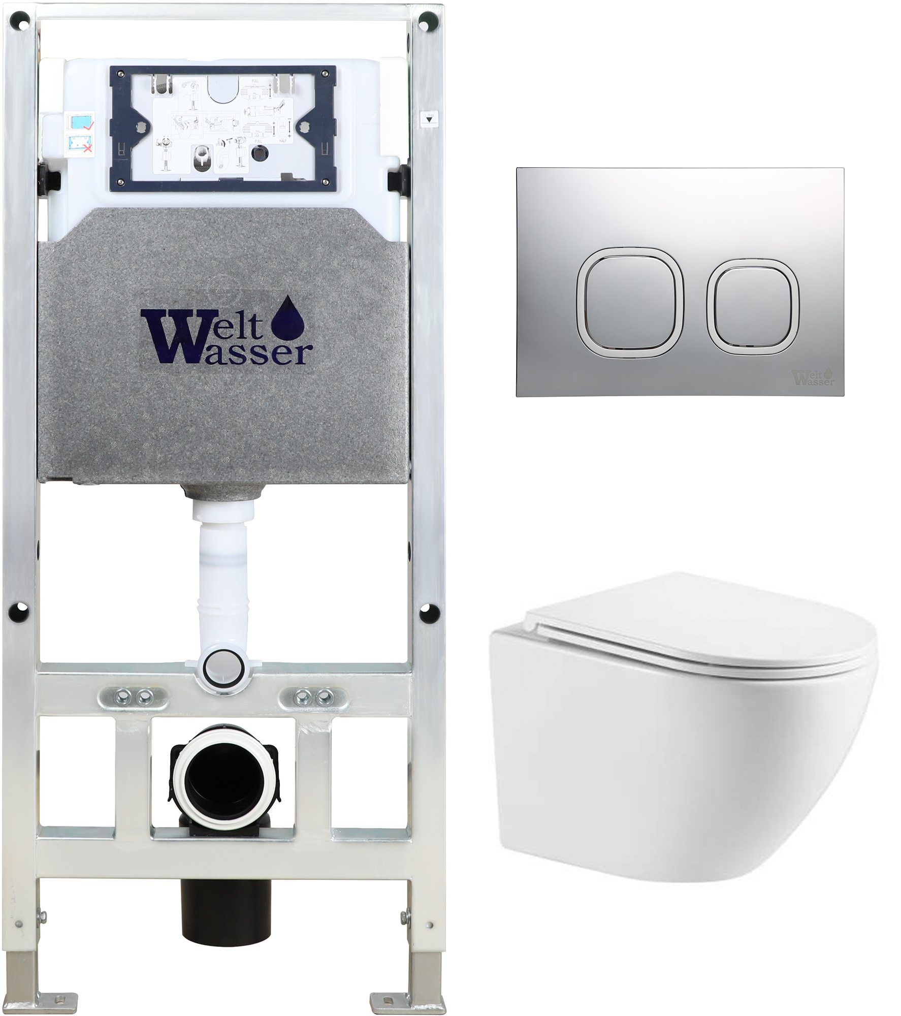 комплект инсталляции welt-wasser amberg 506 st с унитазом merzbach 043 xl gl-wt и клавишей смыва amberg rd-mt cr хром матовый