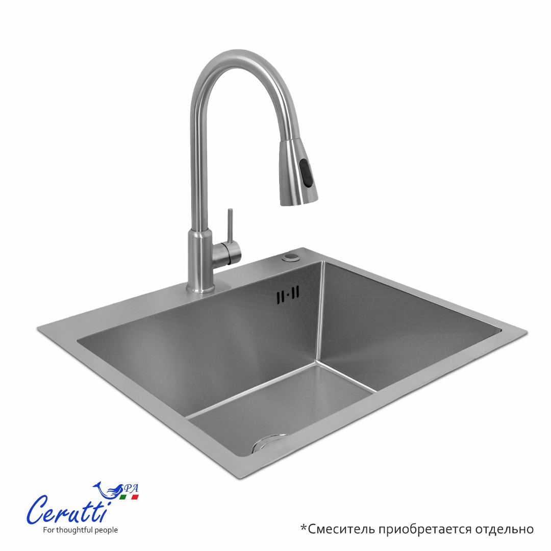 кухонная мойка ceruttispa nano embos gloria60 60x50 матовый хром
