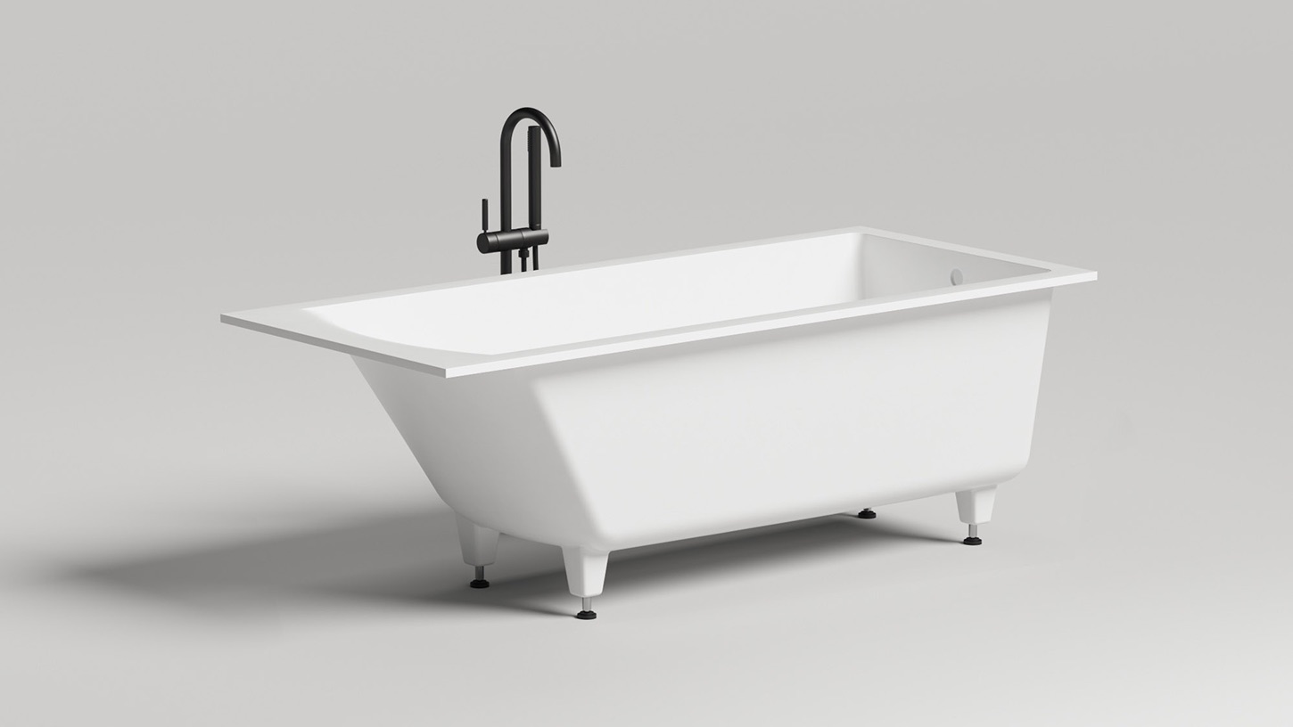 ванна из искусственного камня salini cascata 104113g 170x75 s-sense, белый матовый