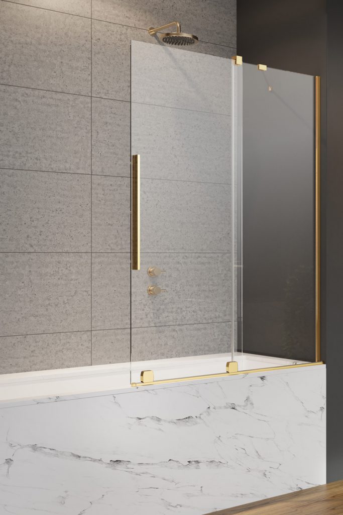 шторка на ванну radaway furo gold pnd ii 170l 170x150 стекло прозрачное, профиль золото (левая)