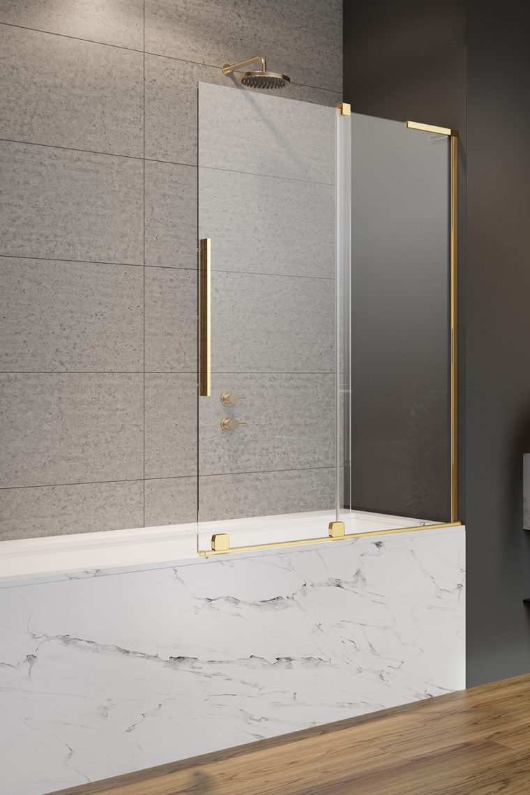шторка на ванну radaway furo sl gold pnd ii r 120x150 стекла прозрачные, профиль золото