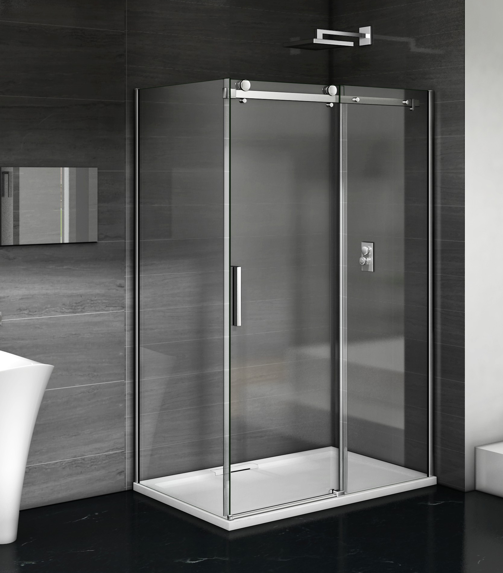 душевой уголок gooddoor galaxy wtw+sp 120x80 стекло прозрачное / профиль хром
