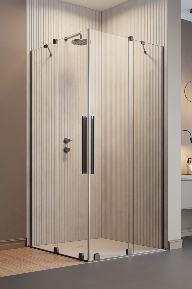 душевой уголок radaway furo brushed gunmetal kdd 90x120 стекла прозрачные, профиль брашированная оружейная сталь