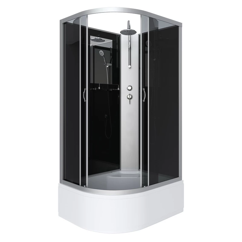 душевая кабина niagara ng-2510-14rbkt 120x80 правая, без крыши, стекла тонированные, профиль серебро
