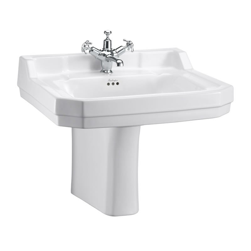 умывальник burlington edwardian b5 3th 61x51 (на 3 отверстия) с полупьедесталом p8 белый