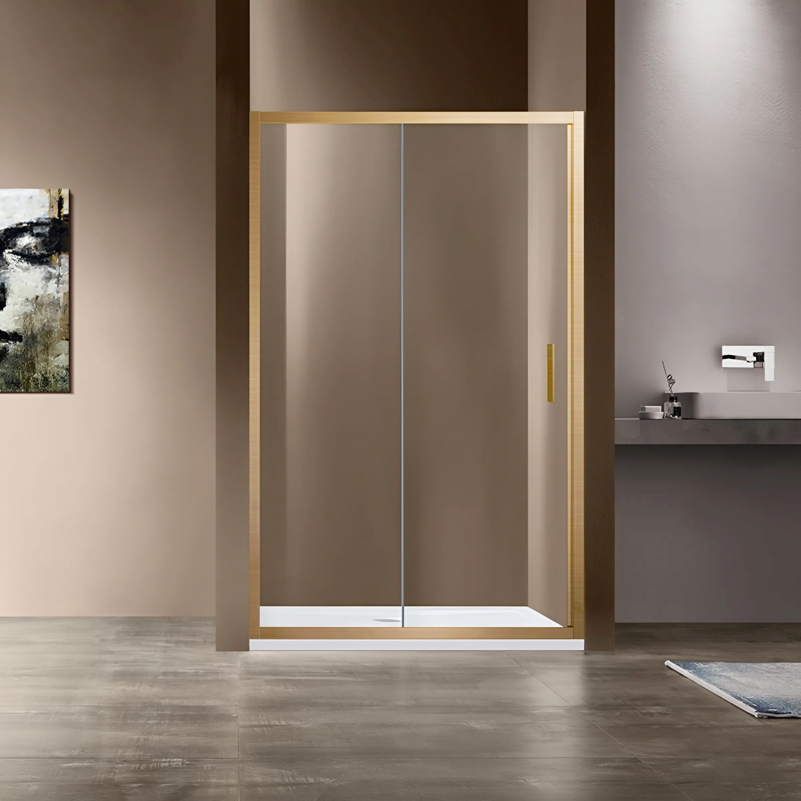 душевая дверь vincea garda vds-1g130clg 130x190 стекла прозрачные, профиль брашированное золото