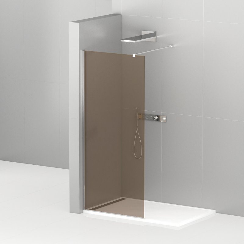 душевой уголок cezares liberta-l-1 br-cr 110x195 стекла тонированные, профиль хром