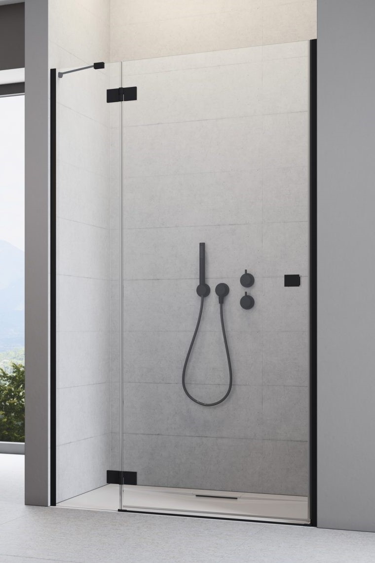душевая дверь radaway essenza 8 black dwj 100x200 левая, стекла прозрачные, профиль черный