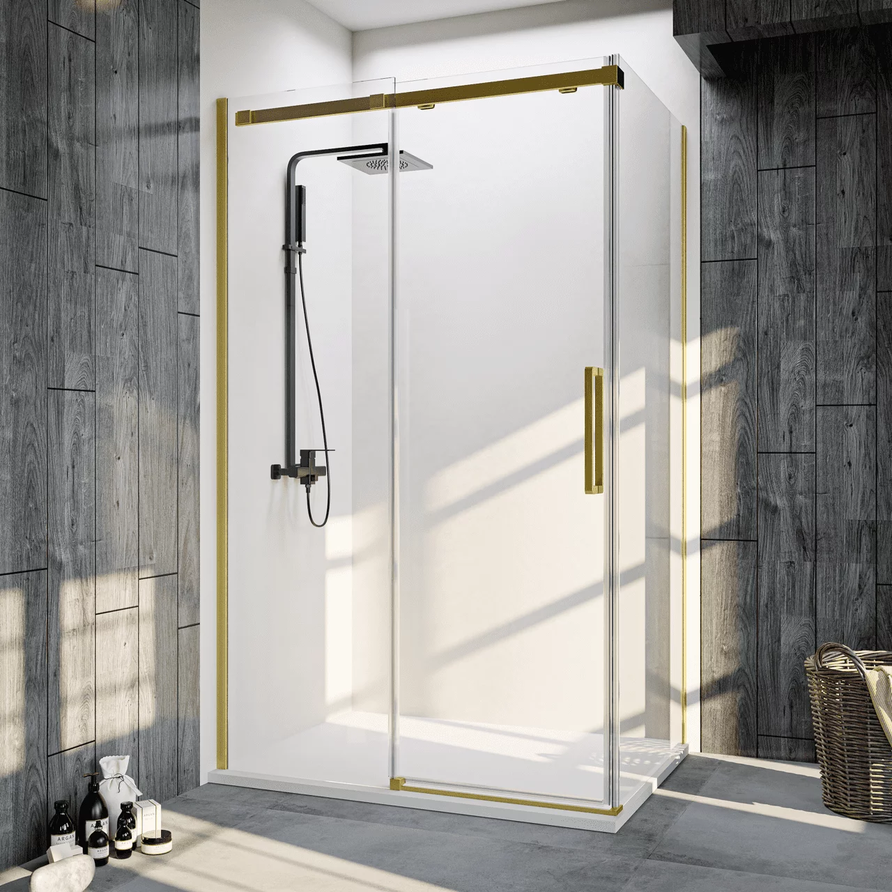 душевой уголок veconi rovigo rv-070g 120x90 прозрачные стекла / профиль брашированное золото