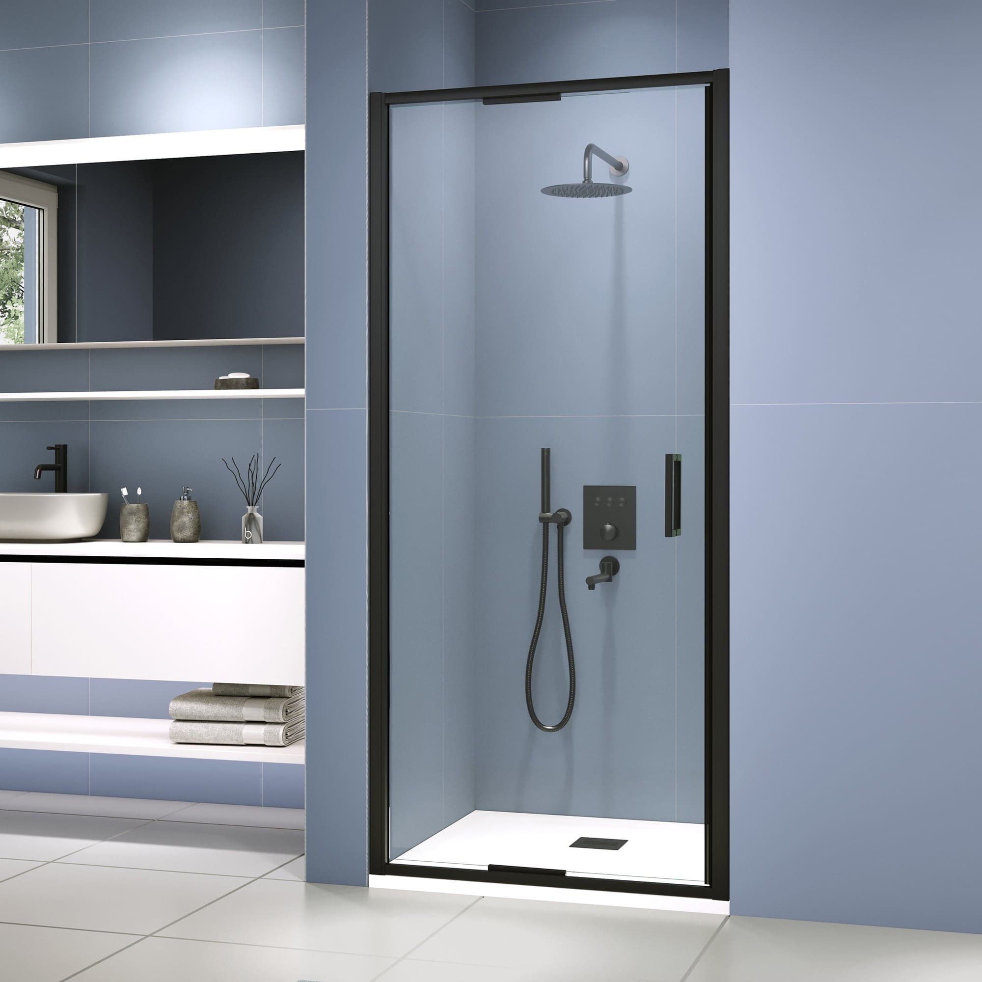 душевая дверь rgw sv-05-2-b 80x200 стекло прозрачное / профиль черный