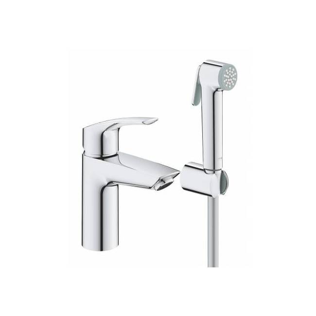 смеситель для умывальника grohe eurosmart new new 23124003 с гигиеническим душем, хром