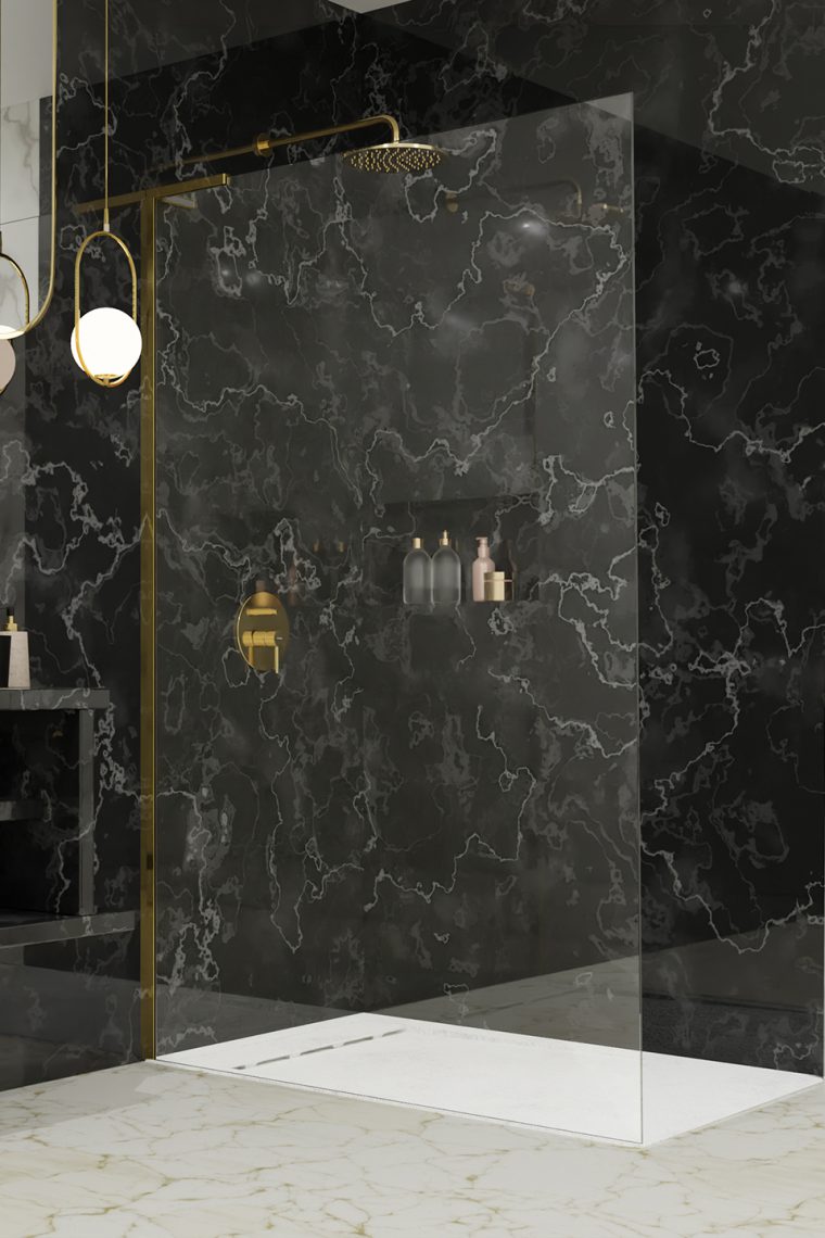 душевой уголок radaway walk-in modo sl ii gold 110 left прозрачное стекло / профиль золото (левый)