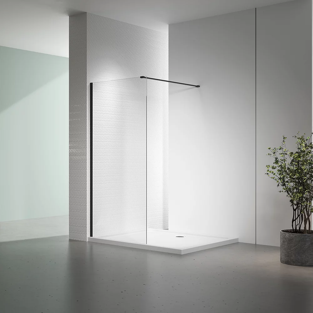 душевой уголок veconi kr72b 90x200 стекло прозрачное, профиль черный