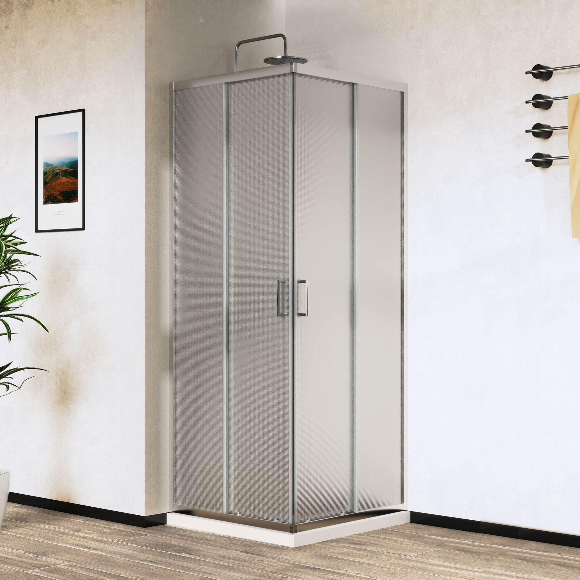 душевой уголок vincea city vss-5ct900mt 90x90 стекла текстурные, профиль хром