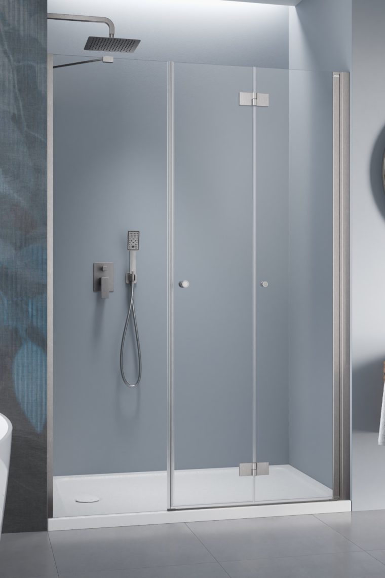 душевая дверь radaway nes brushed nickel dws b (d/d 85+s/w 55) 140x200 правая, стекла прозрачные, профиль брашированный никель