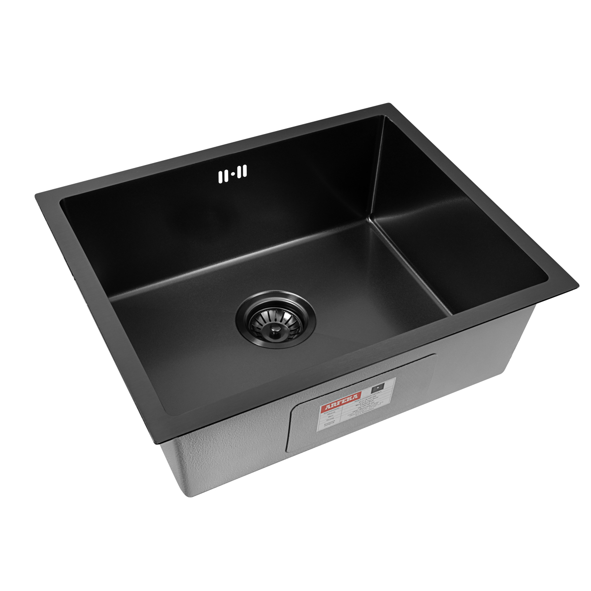 мойка кухонная arfeka eco ar 550x450 black pvd nano decor volcanic rock, черный