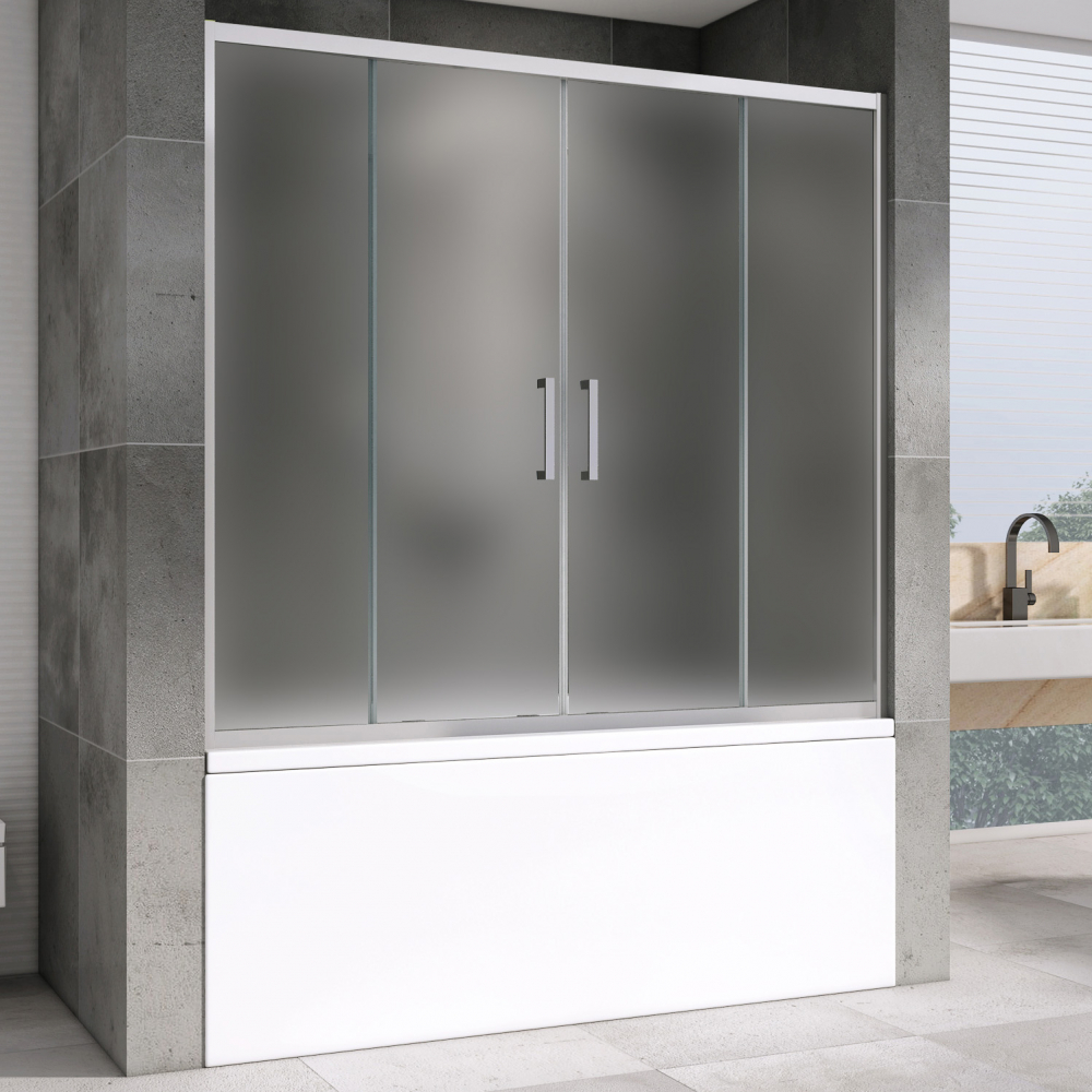 шторка на ванну abber schwarzer diamant ag57160m 160x140 стекла матовые, профиль хром
