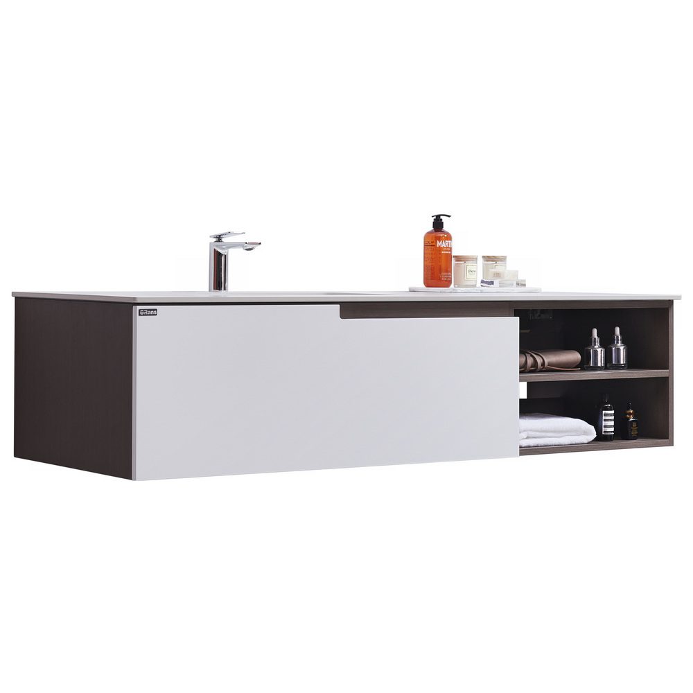тумба с умывальником и столешницей orans bc-1131-1500l matt coffee / white matt
