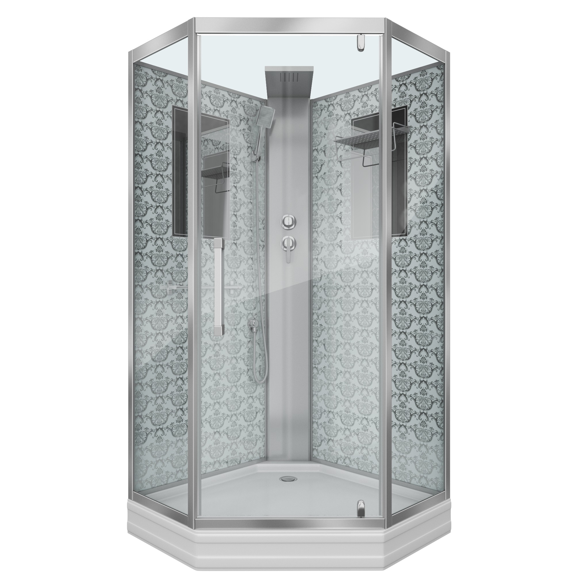 душевая кабина niagara lux ng-7717wbk 100x100 серебро, без крыши