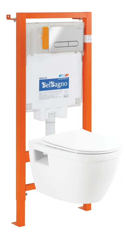 комплект инсталляции belbagno bb002-80 с кнопкой смыва bb005-pr-chrome хром  глянец и унитазом loto bb070chr/sc