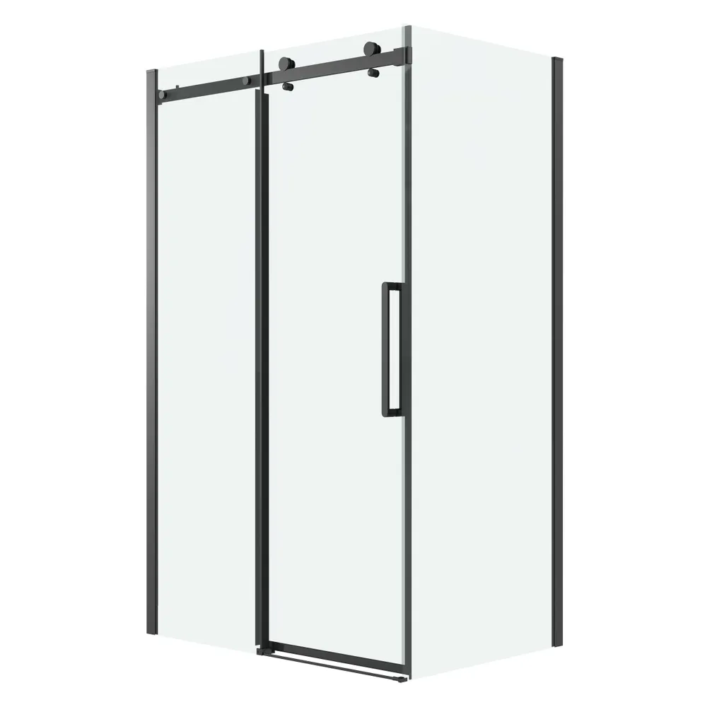 душевой уголок grossman classic 110x100 стекла прозрачные, профиль черный