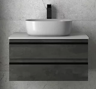тумба подвесная kolpa-san alexis oa 60 dark concrete, черный цемент