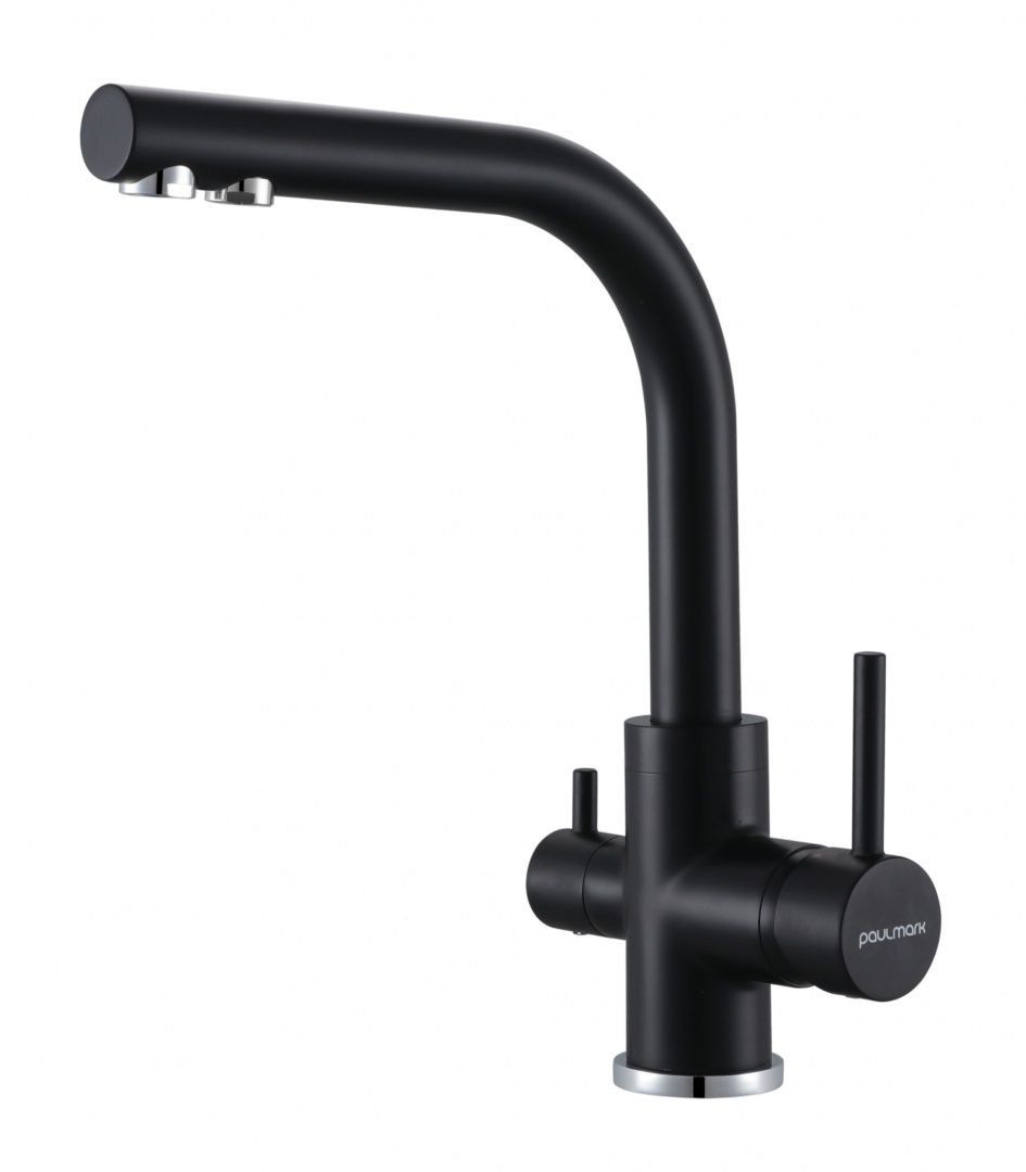 смеситель для кухни paulmark essen es213011-401tb с подключением для фильтра антрацит