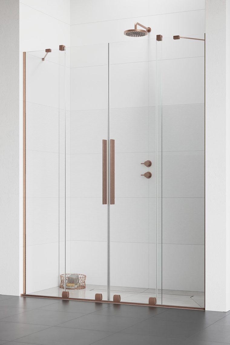 душевая дверь radaway furo brushed copper dwd 130x200 стекла прозрачные, профиль брашированная медь