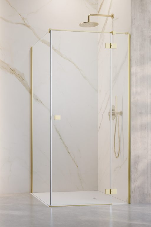 душевой уголок radaway essenza 6 brushed light gold kdj 80x110 правый, стекла прозрачные, профиль брашированное светлое золото