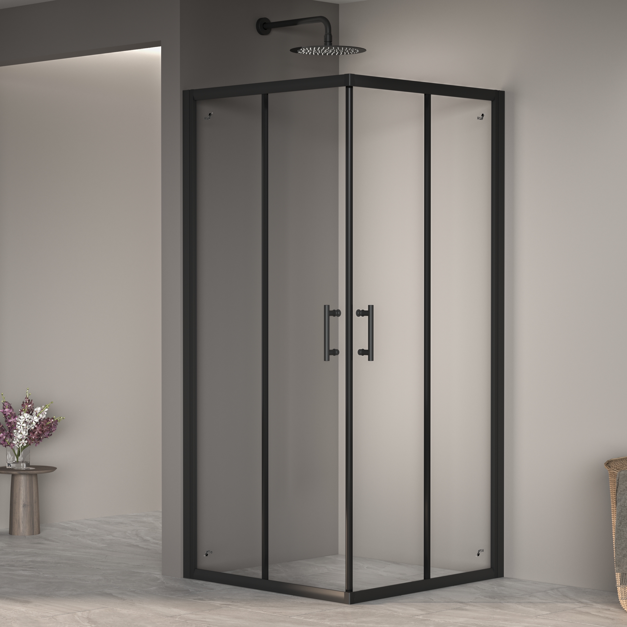 душевой уголок rgw passage pa-31-b 02083199-14 90x90 стекла прозрачные, профиль черный