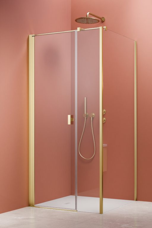 душевой уголок radaway nes 6 brushed light gold kds i 140x70 левый, стекла прозрачные, профиль брашированное светлое золото