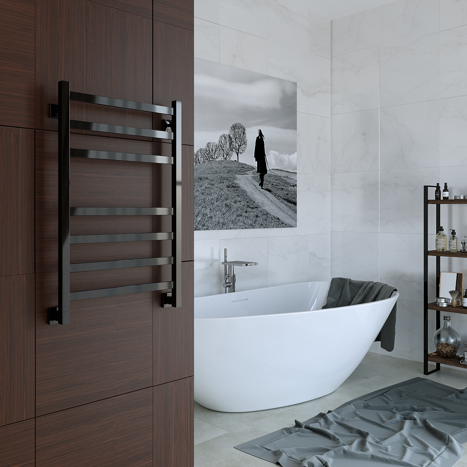 полотенцесушитель водяной stinox prestige 50x80 черный глянец