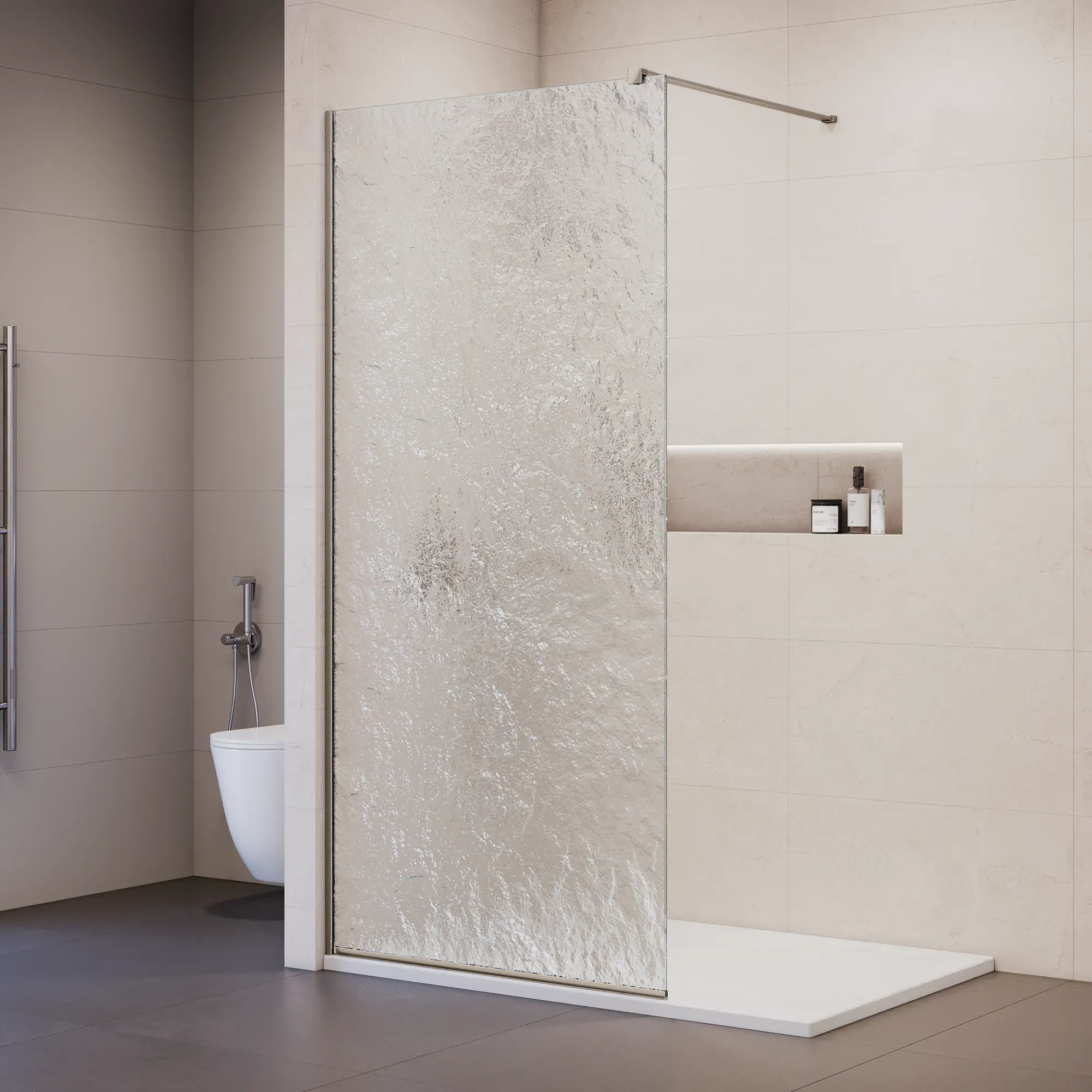 душевой уголок rgw walk in wa-55-nb 80x210 стекло лед / профиль никель брашированный