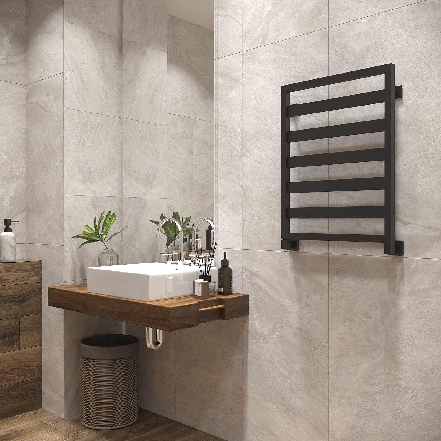 полотенцесушитель водяной stinox tempra 50x70 черный матовый