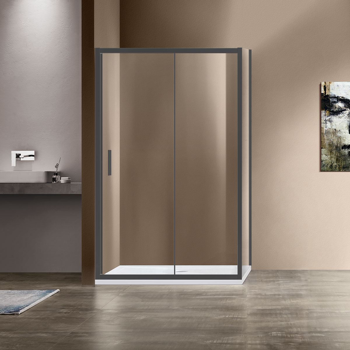 душевой уголок vincea garda vsr-1g8011clgm 110x80 стекла прозрачные, профиль графит