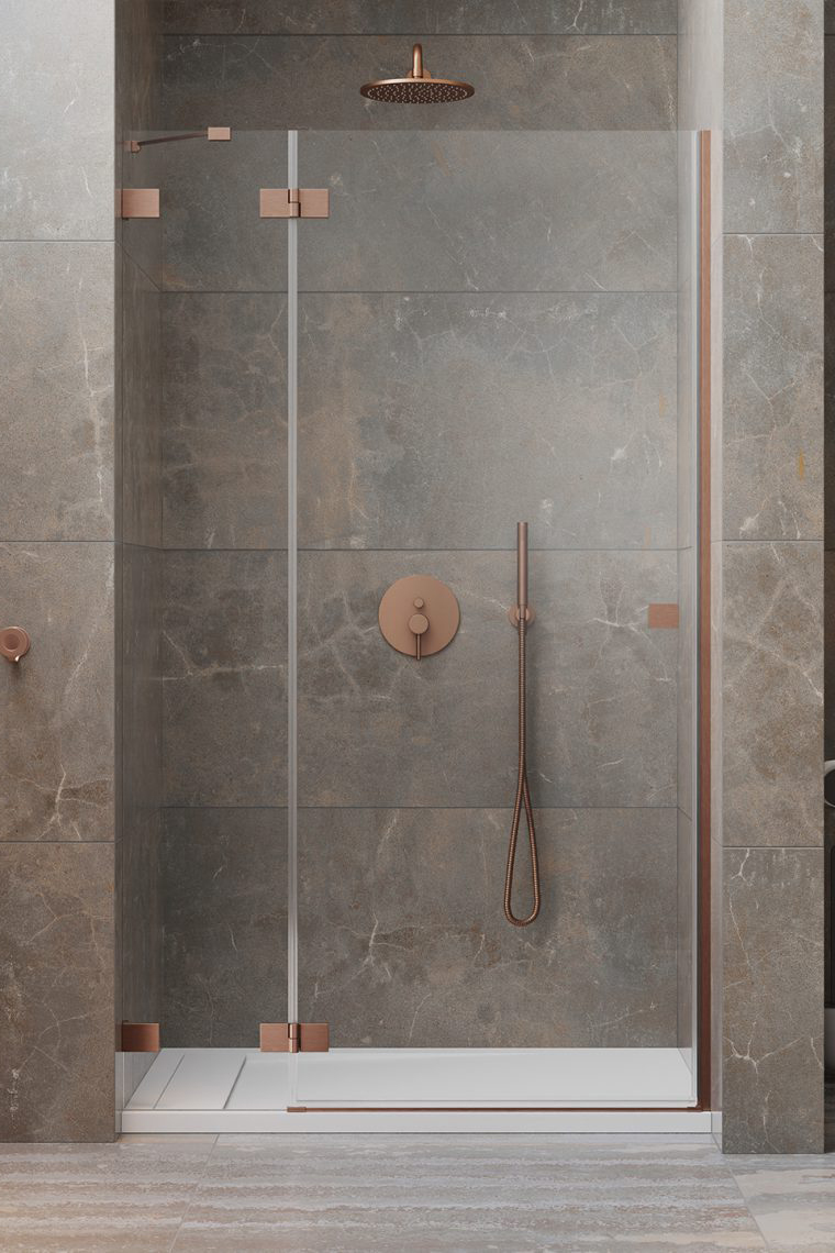 душевая дверь radaway essenza pro brushed copper dwj 80x200 l стекло прозрачное/профиль брашированная медь