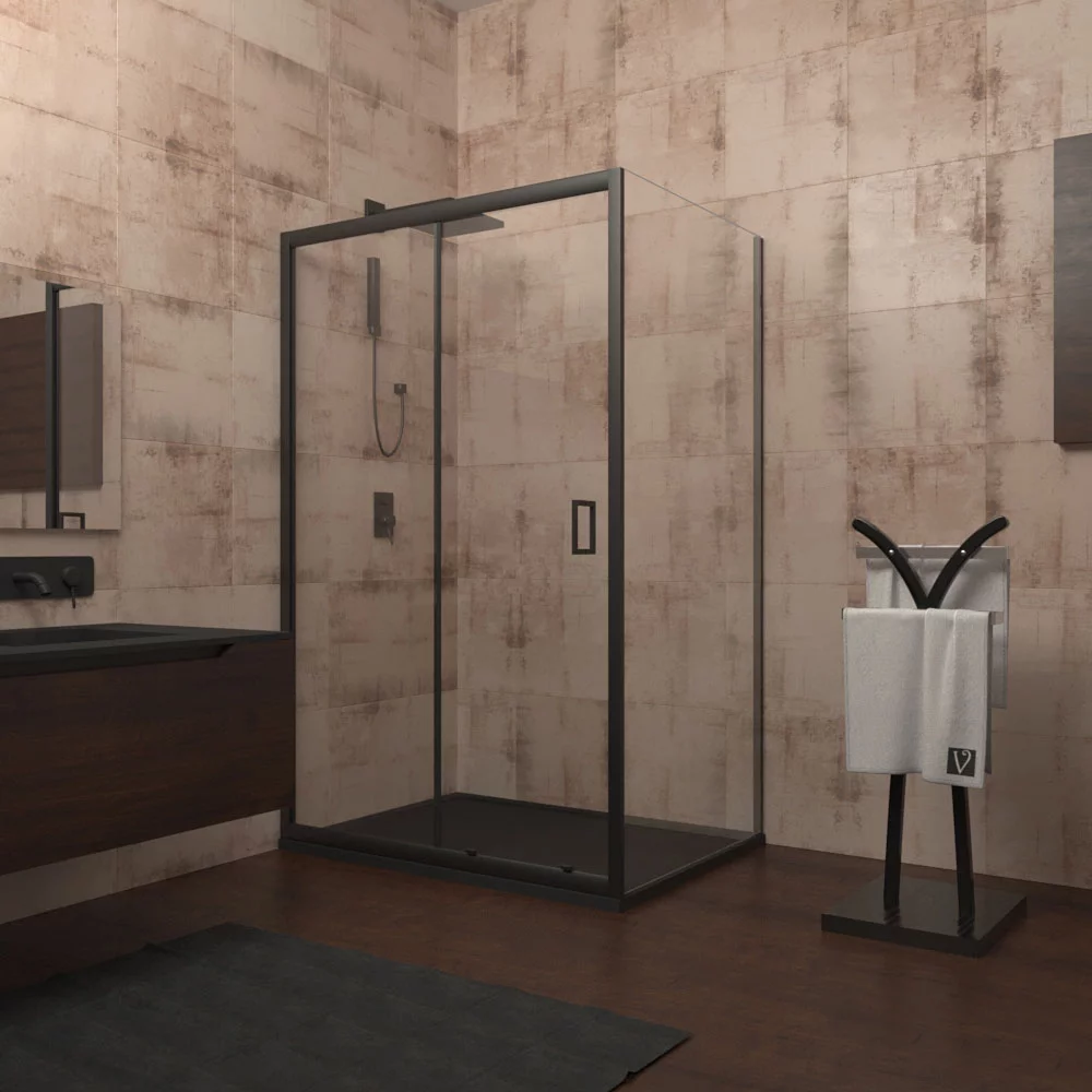 душевой уголок veconi rovigo rv-046b 140x120 прозрачные стекла / профиль черный матовый