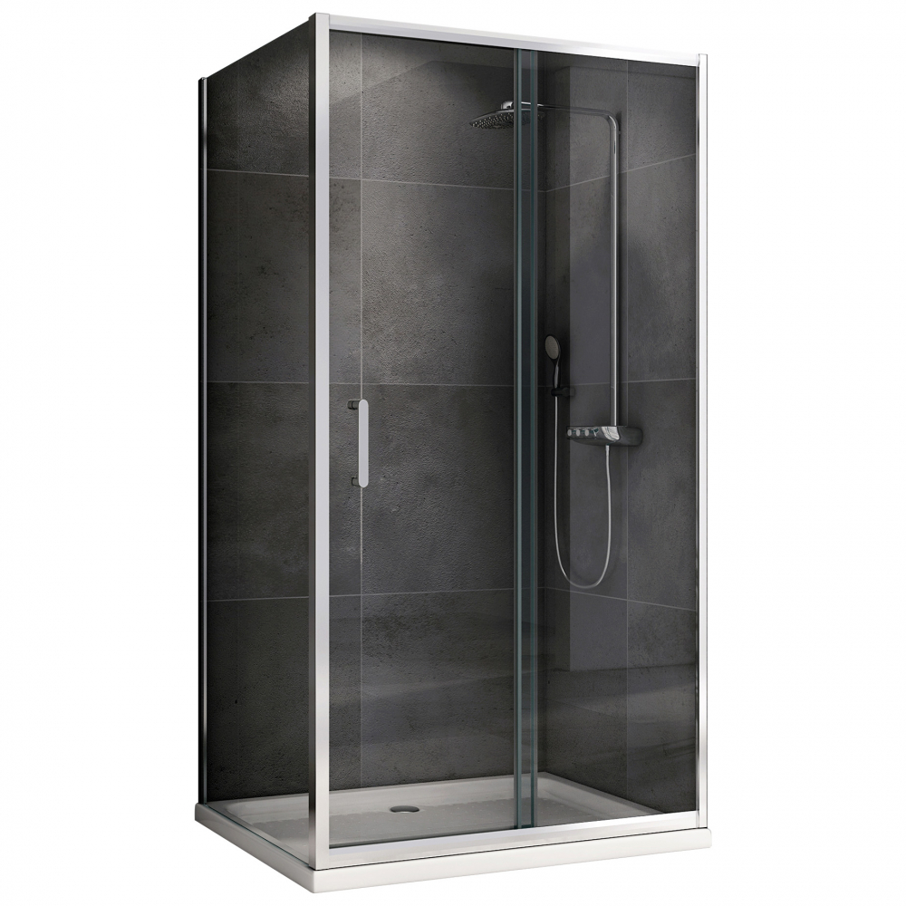 душевой уголок abber schwarzer diamant ag301305-s1005 130x100 стекла прозрачные, профиль хром
