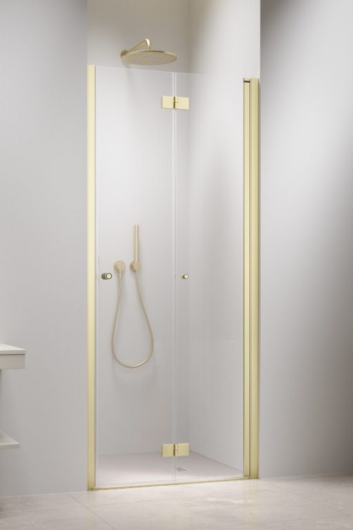душевая дверь radaway nes 6 brushed light gold dwb 80x200 правая, стекла прозрачные, профиль брашированное светлое золото