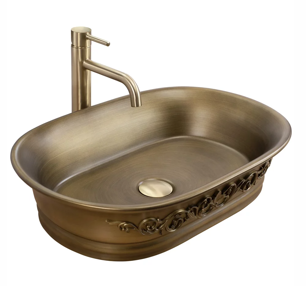 умывальник накладной rea wilma rustic 55x38 медь