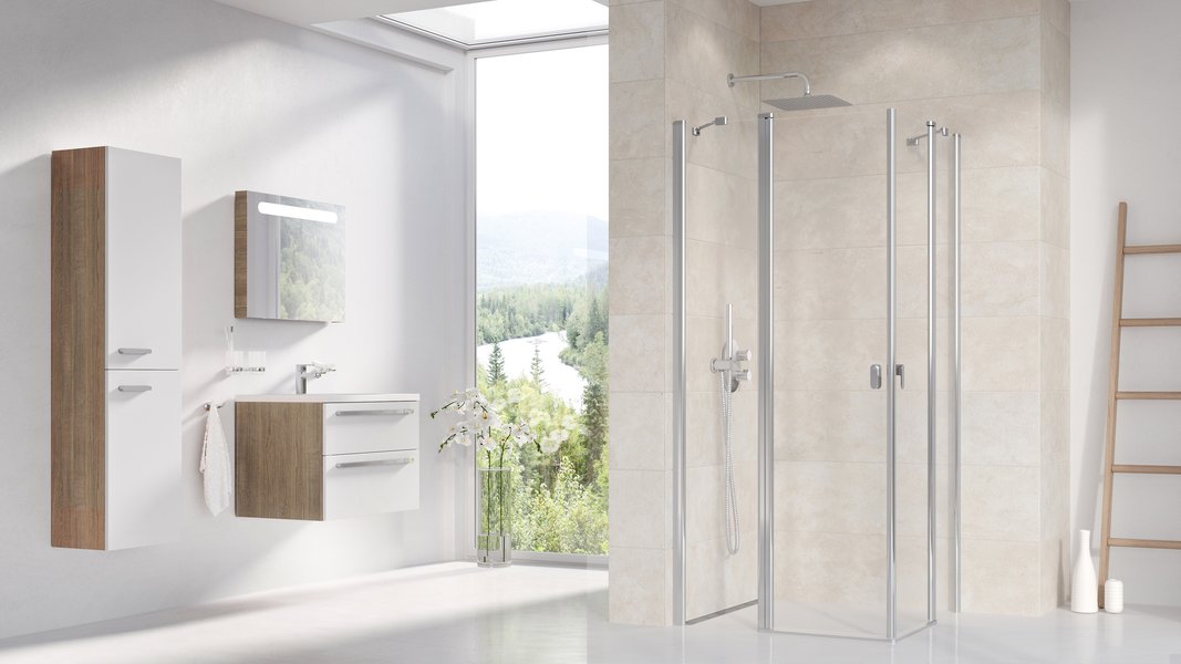 душевой уголок ravak chrome crv2+crv2 90x80 стекла прозрачные, профиль серебристый