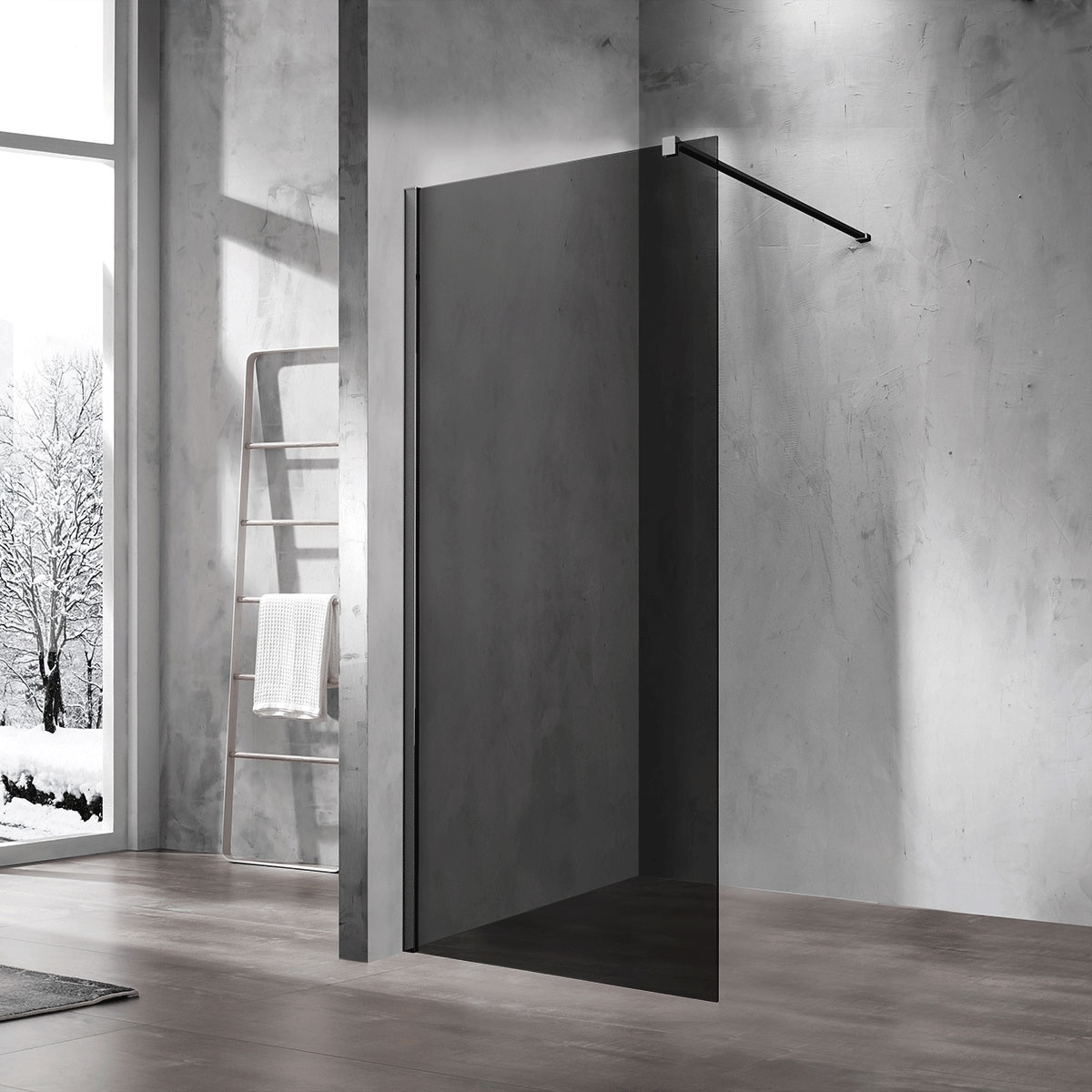 душевой уголок vincea walk-in vsw-1h120cgb 120x200 тонированное стекло / профиль черный матовый