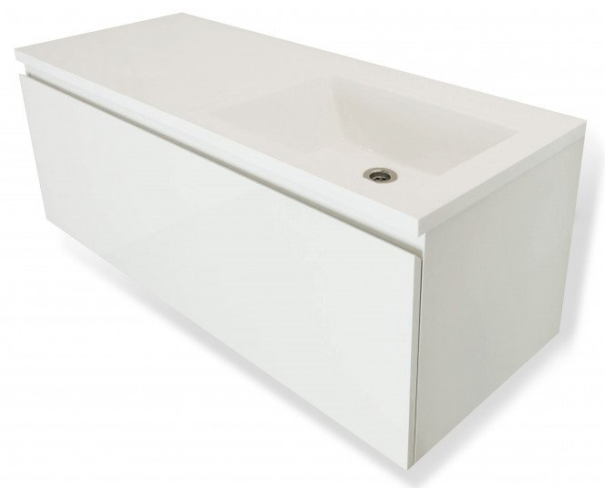 тумба подвесная эстет dallas luxe 115,2x48,2 (1 ящик) с умывальником правая