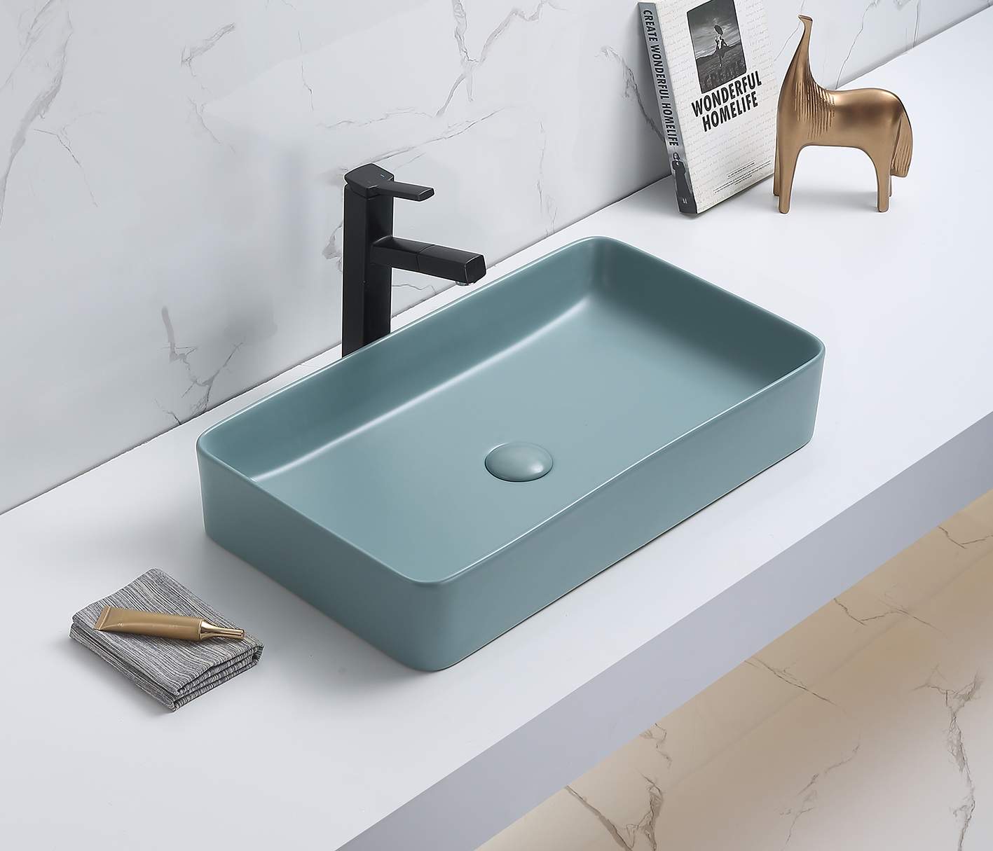 умывальник ceramalux 78189mlg-6 60,5x35,5 зеленый