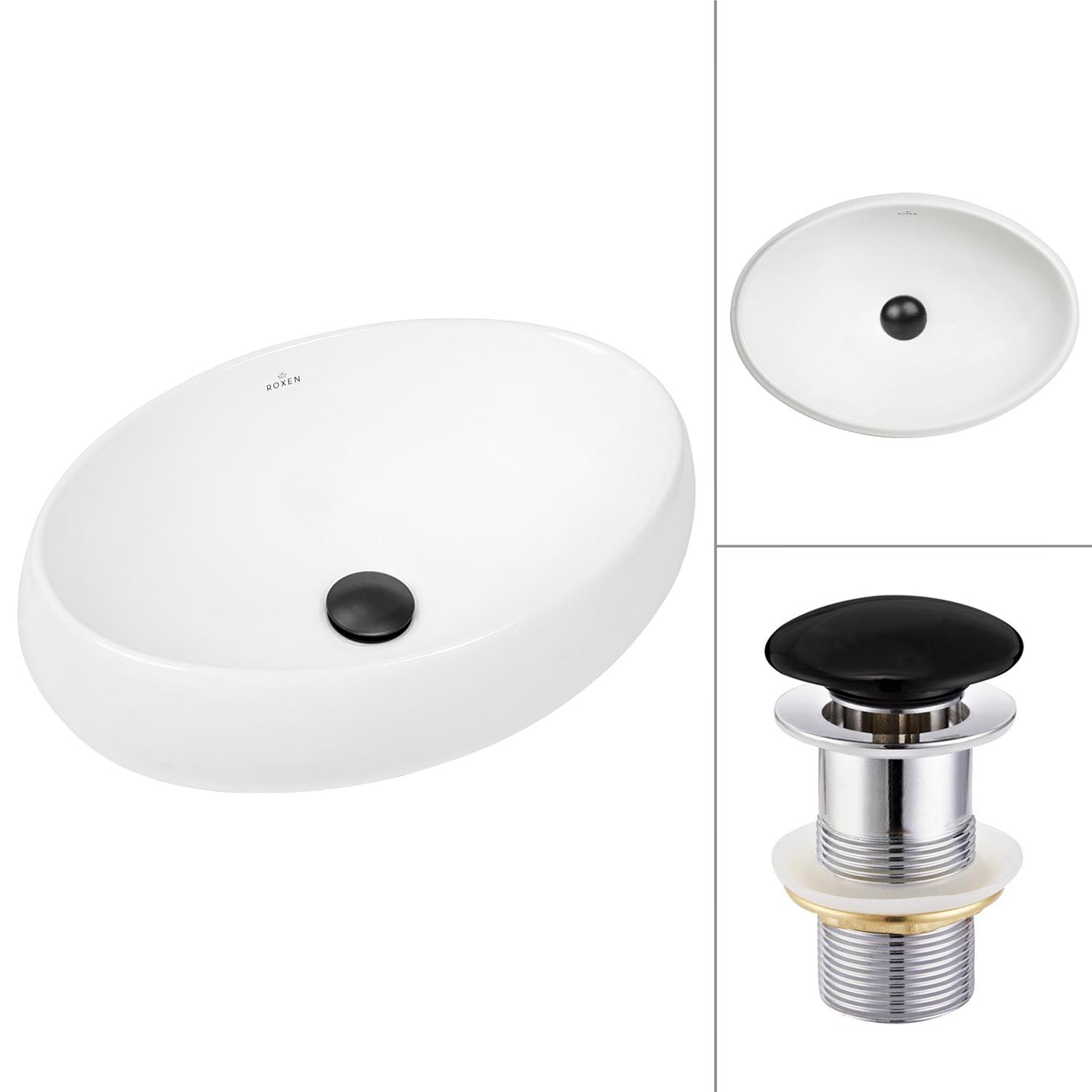 умывальник roxen trendo 570040 46x32 с донным клапаном pd01b черный