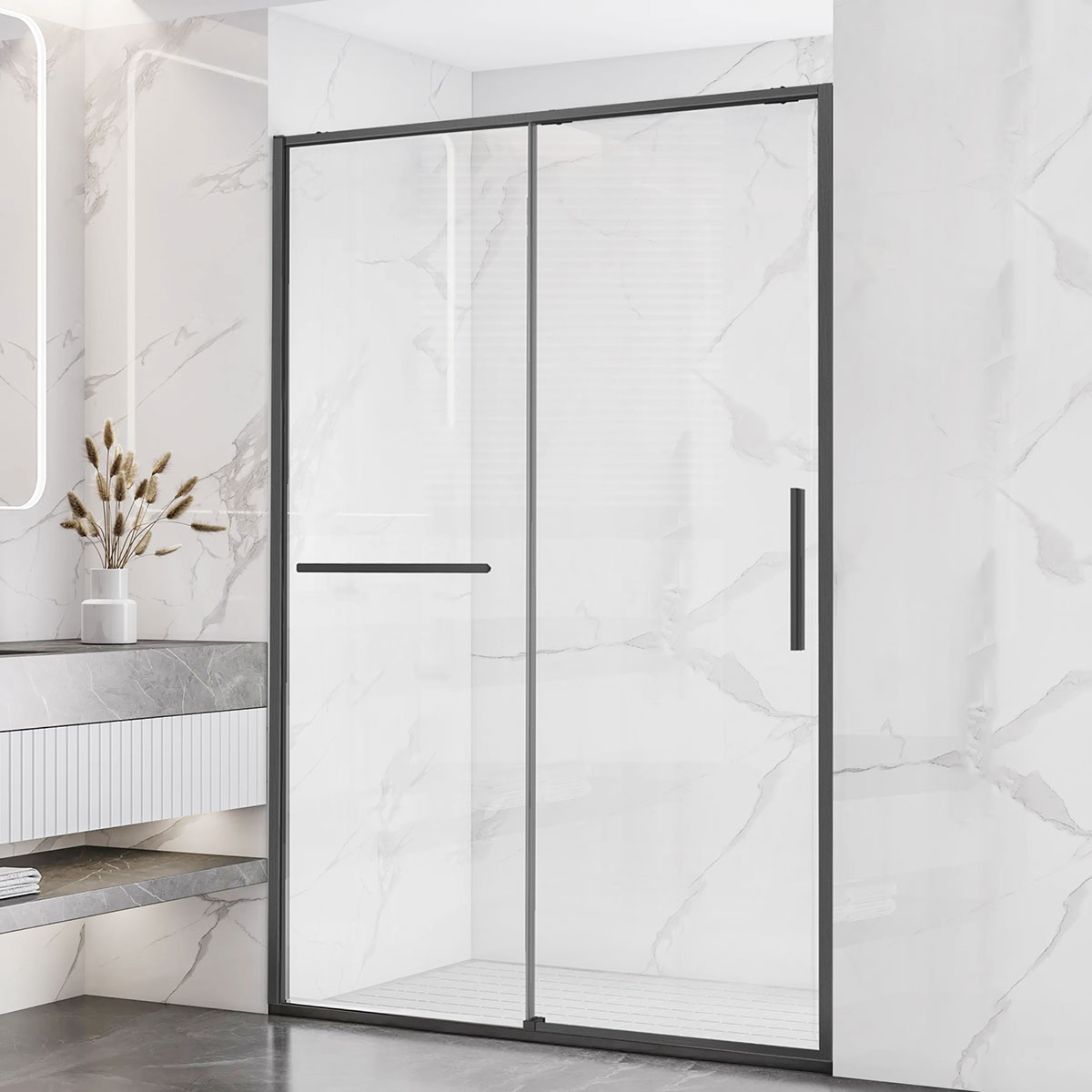 душевая дверь vincea slim soft vds-1ss120clgm 120x200 прозрачное стекло / профиль вороненая сталь