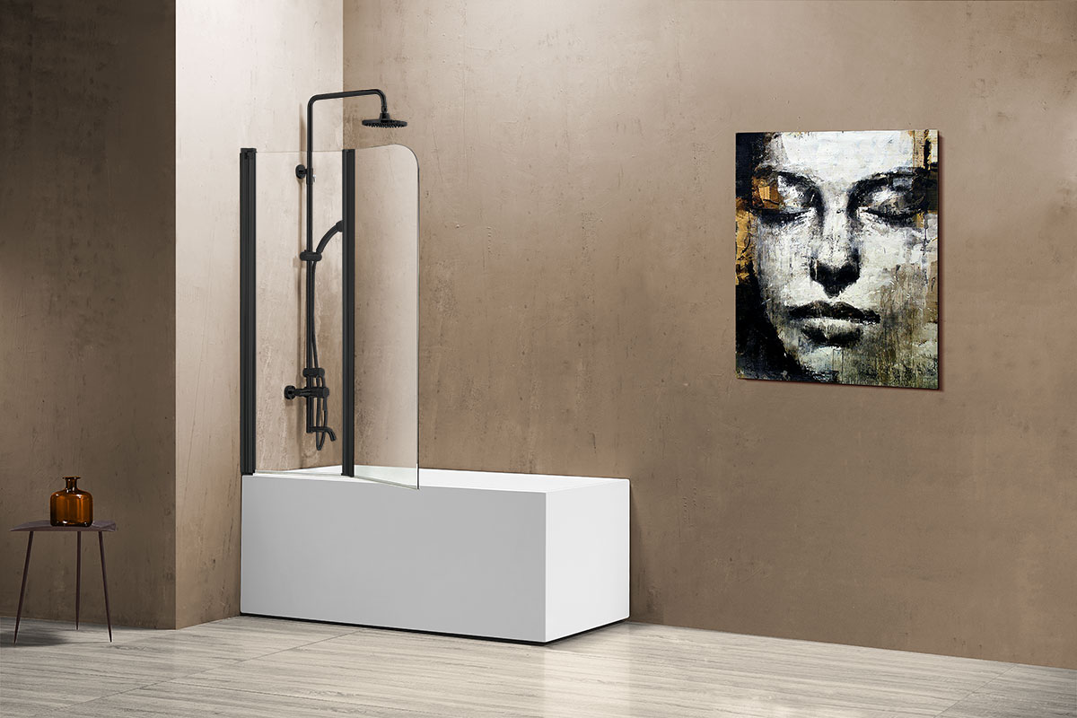 шторка для ванны vincea vsb-12114clb 114x140 прозрачное стекло / профиль черный