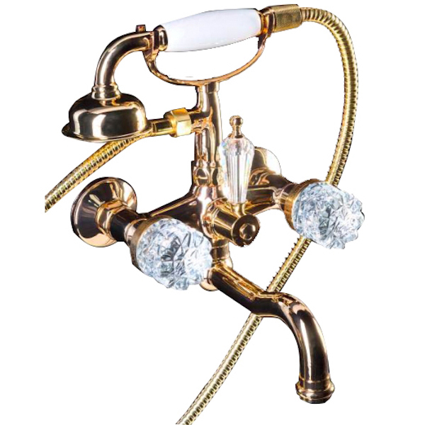смеситель для ванны boheme crystal 293-crst золото, ручки хрусталь