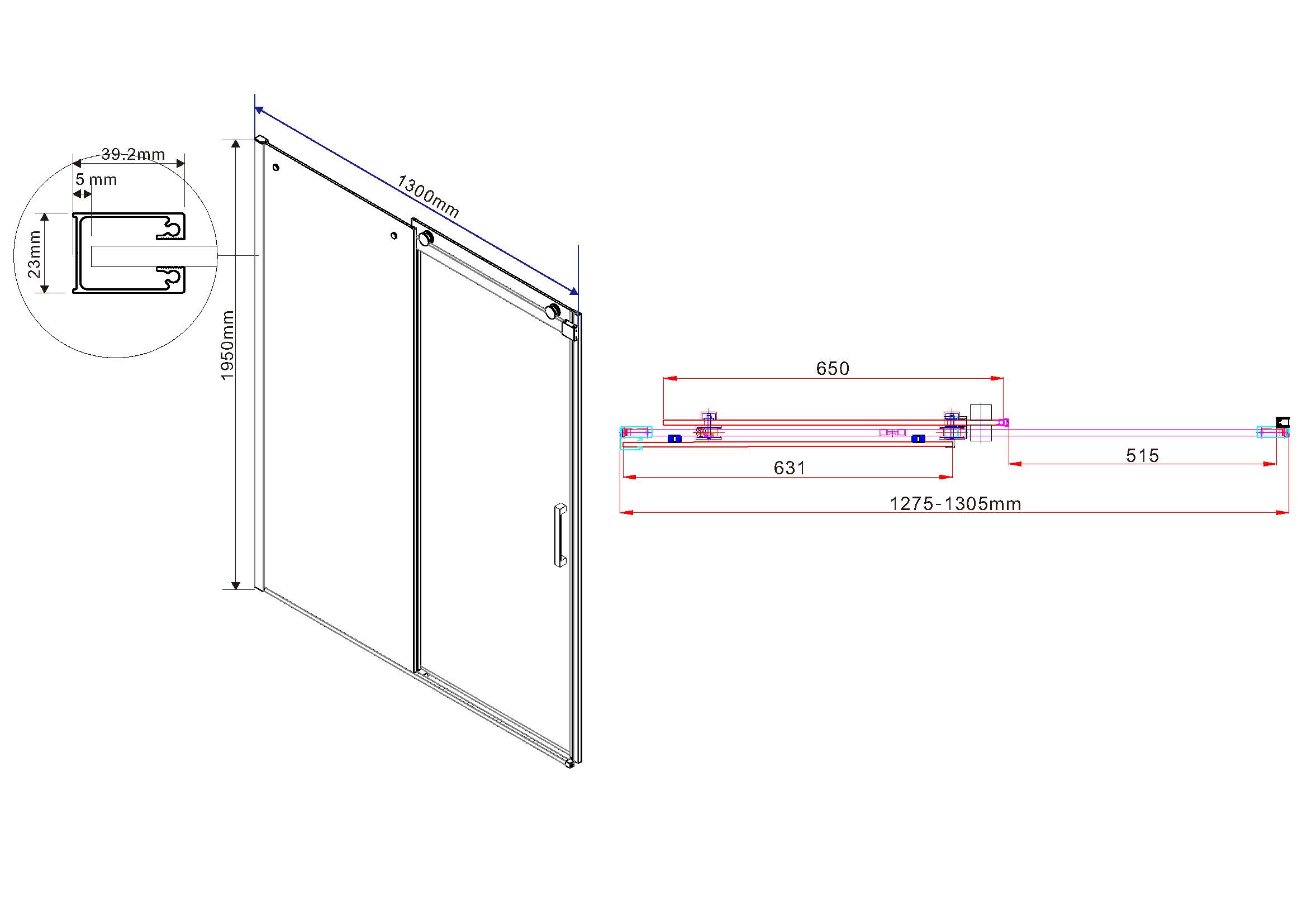 душевая дверь vincea como vds-4cn160clb 160x195 прозрачное стекло / профиль черный матовый