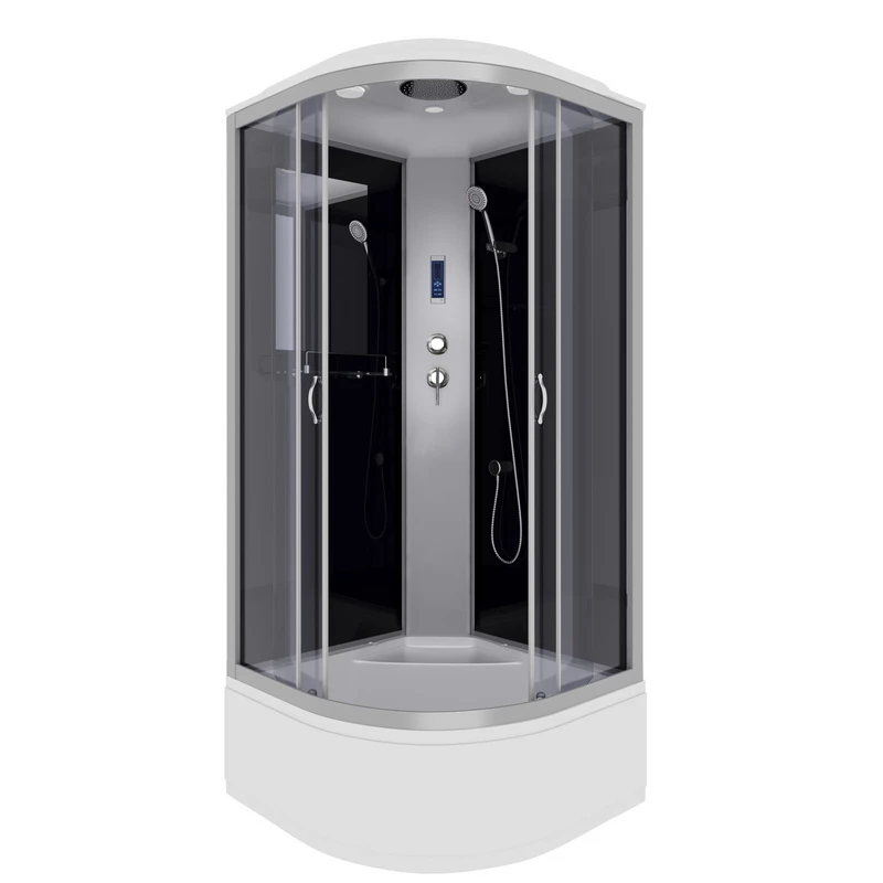 душевая кабина niagara ng-2508-14p 90x90 с электроникой, стекла тонированные, профиль серебро